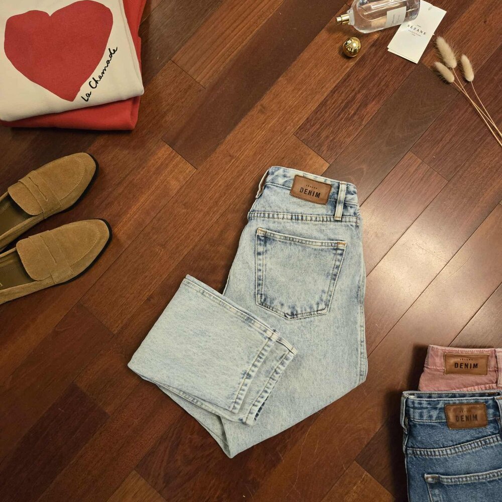 Sezane Light Wash Straight Leg Jeans